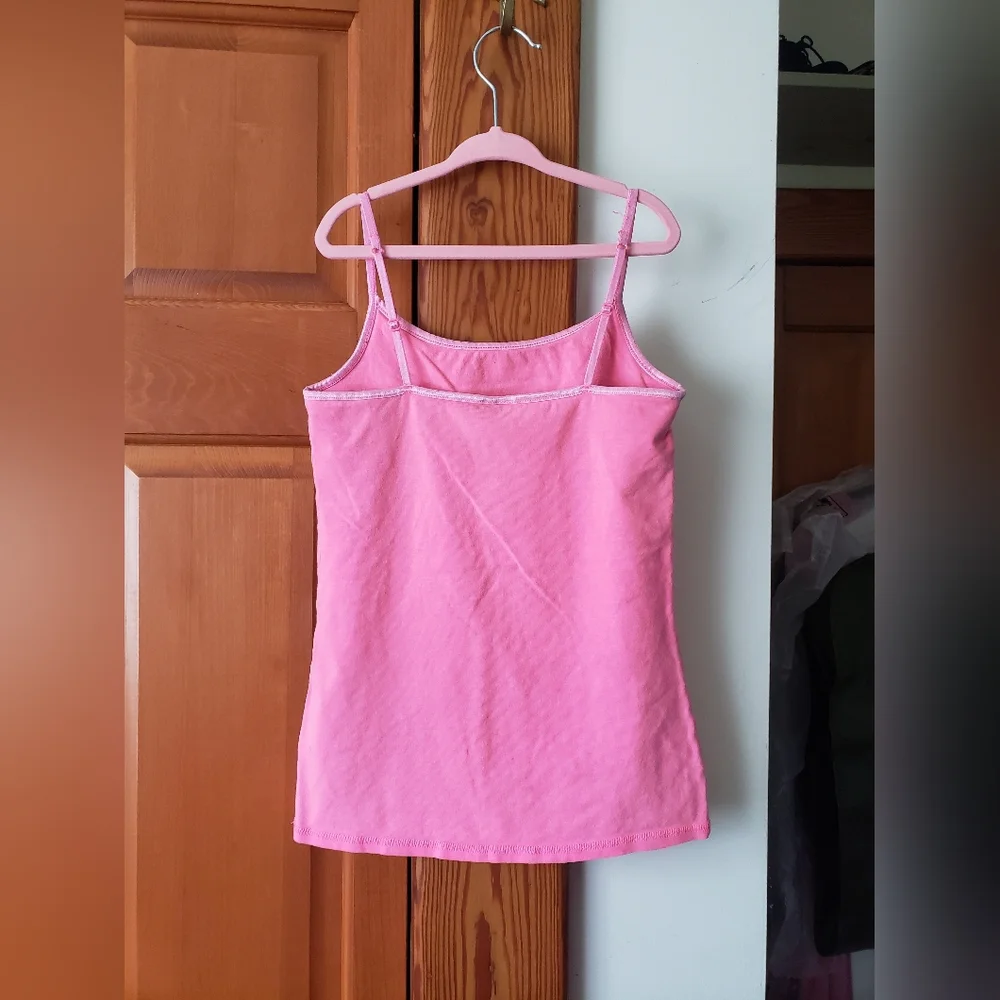 Justice Neon Pink Camisole Spagetti Strap Tank Top Built In Bra 10